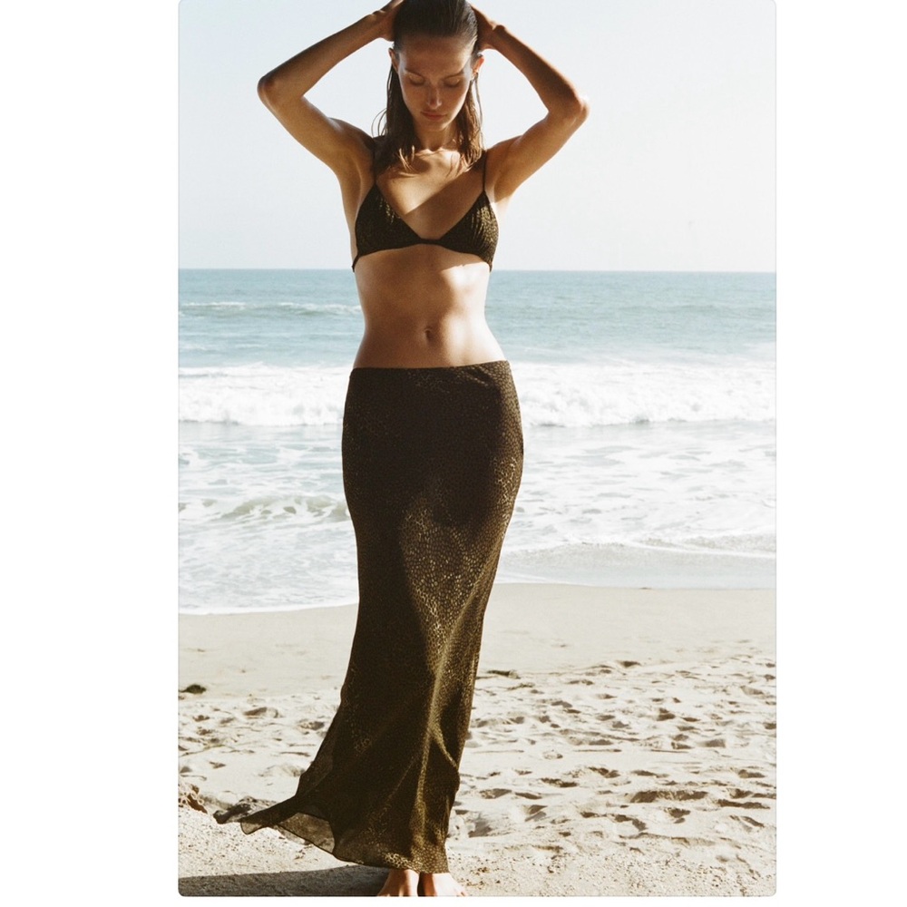 New - Zara ANIMAL PRINT SKIRT cheetah print summer skirt beach maxi skirt